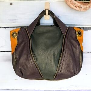 OrYANY Lian Leather Zipper Detail Slouchy Hobo Colorblock Bag